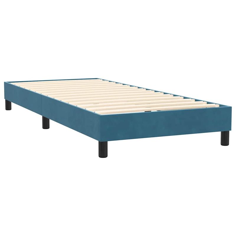 Casa si Gradina - Mobilier - Paturi si accesorii - Paturi - Pat box spring cu saltea, albastru inchis, 80x220 cm, catifea - Infinity.ro