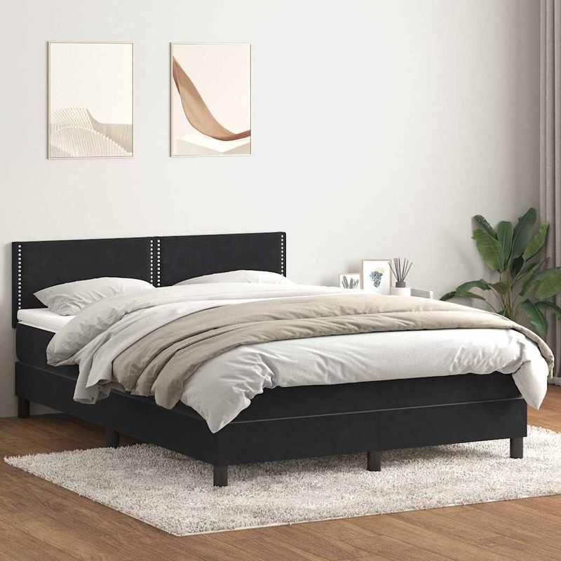Casa si Gradina - Mobilier - Paturi si accesorii - Paturi - Pat box spring cu saltea, negru, 160x210 cm, catifea - Infinity.ro