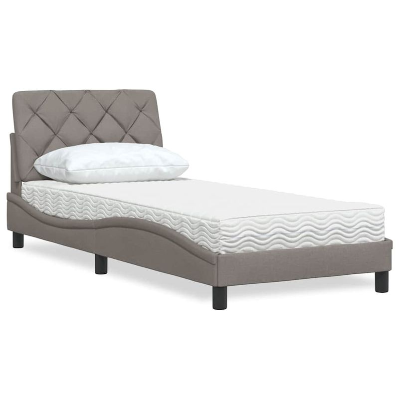 Casa si Gradina - Mobilier - Paturi si accesorii - Paturi - Pat cu saltea, gri taupe, 80x200 cm, textil - Infinity.ro