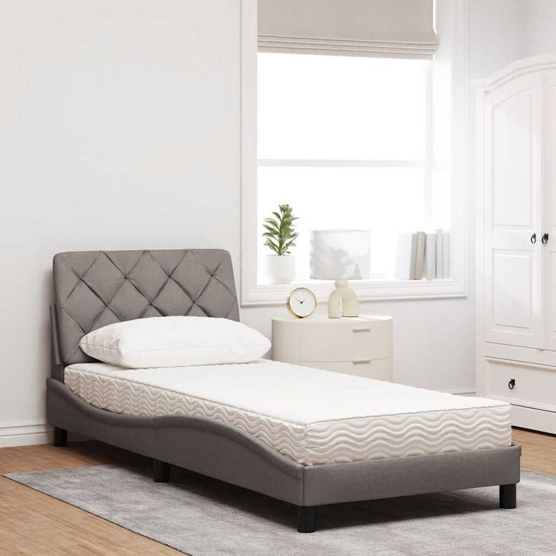 Casa si Gradina - Mobilier - Paturi si accesorii - Paturi - Pat cu saltea, gri taupe, 80x200 cm, textil - Infinity.ro