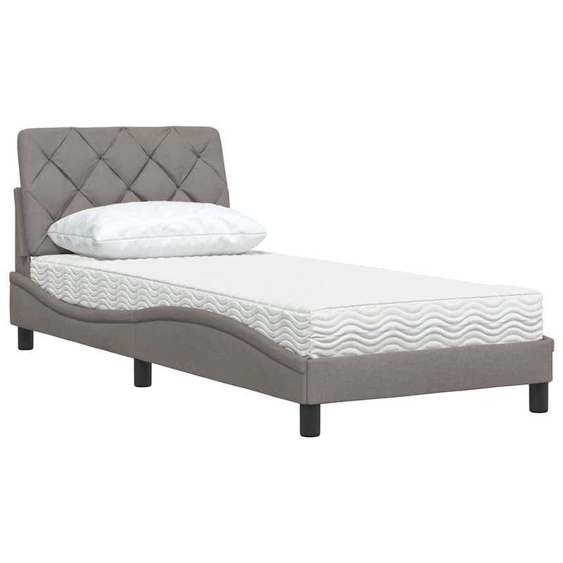Casa si Gradina - Mobilier - Paturi si accesorii - Paturi - Pat cu saltea, gri taupe, 80x200 cm, textil - Infinity.ro
