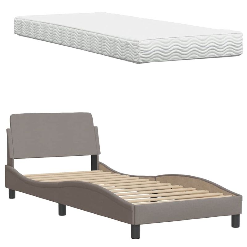 Casa si Gradina - Mobilier - Paturi si accesorii - Paturi - Pat cu saltea, gri taupe, 80x200 cm, textil - Infinity.ro