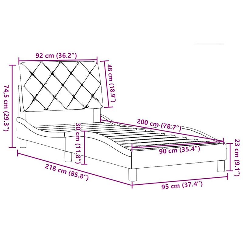 Casa si Gradina - Mobilier - Paturi si accesorii - Paturi - Cadru pat fara saltea tesatura neagra 90x200 cm - Infinity.ro