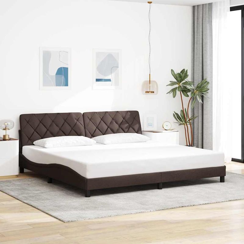 Casa si Gradina - Mobilier - Paturi si accesorii - Paturi - Cadru de pat fara saltea, maro inchis, 200x200 cm, textil - Infinity.ro