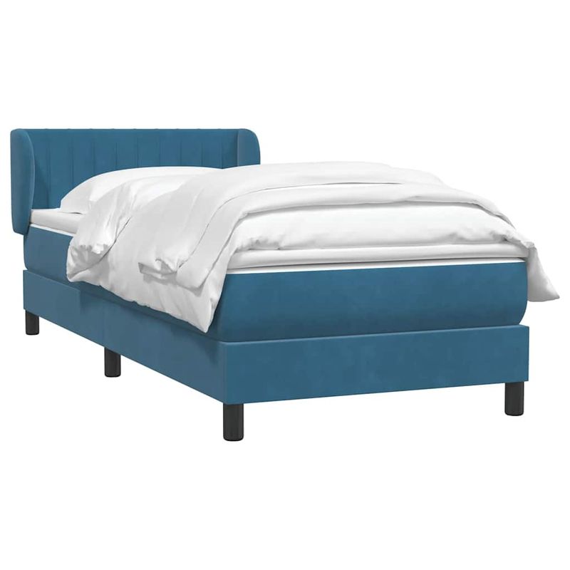 Casa si Gradina - Mobilier - Paturi si accesorii - Paturi - Pat box spring cu saltea, albastru inchis, 80x210 cm, catifea - Infinity.ro