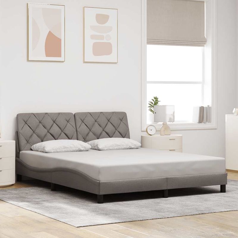 Casa si Gradina - Mobilier - Paturi si accesorii - Paturi - Cadru de pat fara saltea, gri taupe, 160x200 cm, textil - Infinity.ro