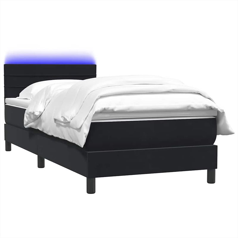 Casa si Gradina - Mobilier - Paturi si accesorii - Paturi - Pat box spring cu saltea, negru, 80x220 cm, catifea - Infinity.ro