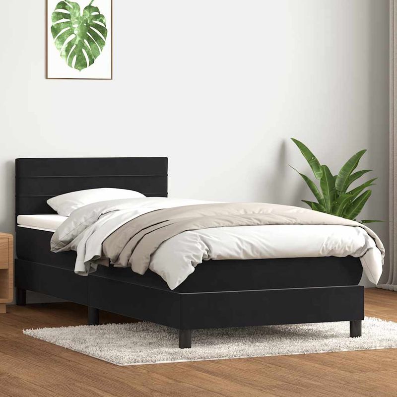 Casa si Gradina - Mobilier - Paturi si accesorii - Paturi - Pat box spring cu saltea, negru, 80x220 cm, catifea - Infinity.ro