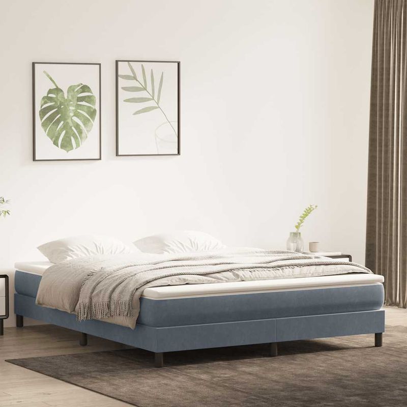 Casa si Gradina - Mobilier - Paturi si accesorii - Paturi - Pat cu arcuri fara saltea Gri inchis 180x220 cm catifea - Infinity.ro