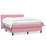 Casa si Gradina - Mobilier - Paturi si accesorii - Paturi - Pat box spring cu saltea, roz, 140x220 cm, catifea - Infinity.ro