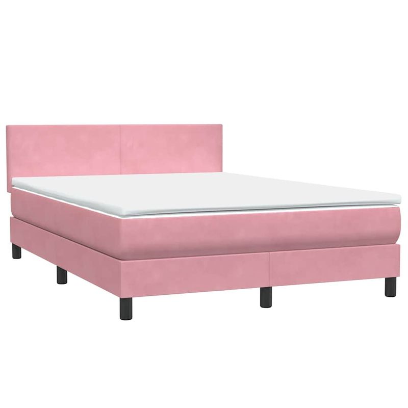 Casa si Gradina - Mobilier - Paturi si accesorii - Paturi - Pat box spring cu saltea, roz, 140x220 cm, catifea - Infinity.ro