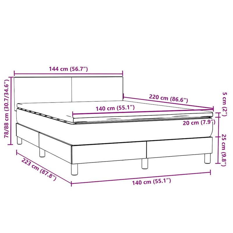 Casa si Gradina - Mobilier - Paturi si accesorii - Paturi - Pat box spring cu saltea, roz, 140x220 cm, catifea - Infinity.ro