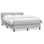 Casa si Gradina - Mobilier - Paturi si accesorii - Paturi - Pat box spring cu saltea, gri deschis, 160x220 cm, catifea - Infinity.ro