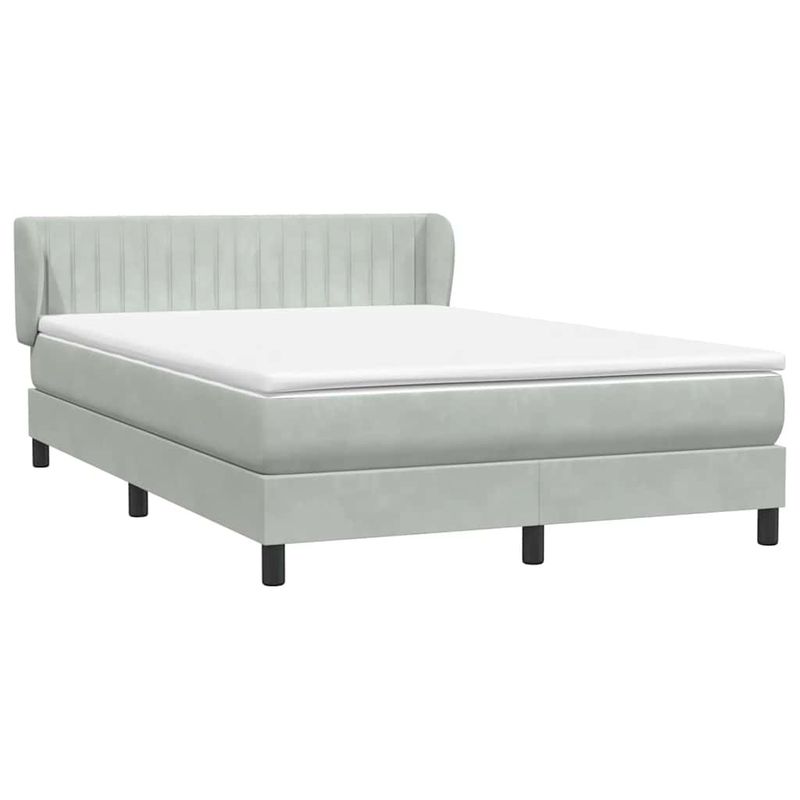 Casa si Gradina - Mobilier - Paturi si accesorii - Paturi - Pat box spring cu saltea, gri deschis, 160x220 cm, catifea - Infinity.ro