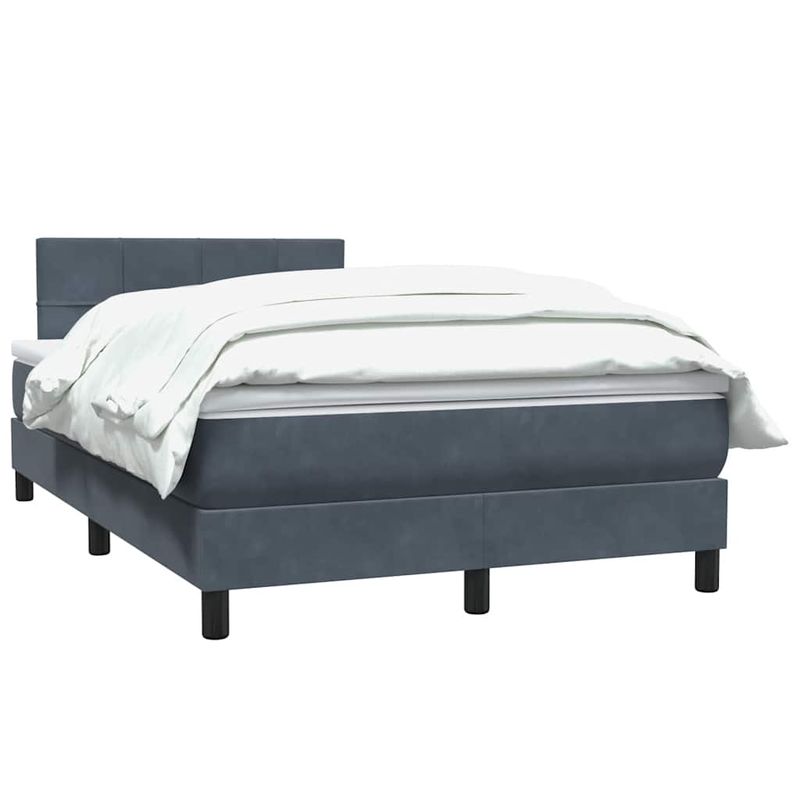 Casa si Gradina - Mobilier - Paturi si accesorii - Paturi - Pat box spring cu saltea, gri inchis, 120x220 cm, catifea - Infinity.ro