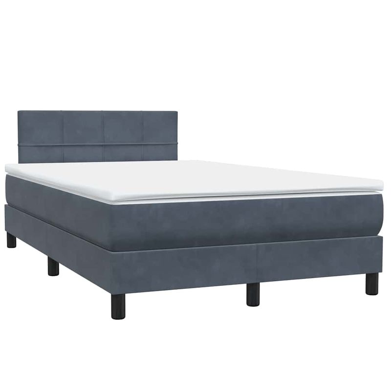 Casa si Gradina - Mobilier - Paturi si accesorii - Paturi - Pat box spring cu saltea, gri inchis, 120x220 cm, catifea - Infinity.ro