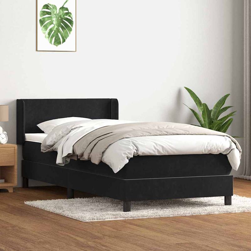 Casa si Gradina - Mobilier - Paturi si accesorii - Paturi - Pat box spring cu saltea, negru, 90x210 cm, catifea - Infinity.ro