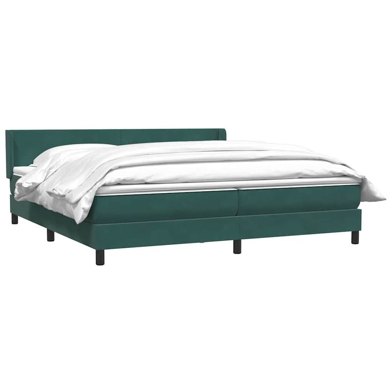 Casa si Gradina - Mobilier - Paturi si accesorii - Paturi - Pat box spring cu saltea, verde inchis, 180x220 cm, catifea - Infinity.ro