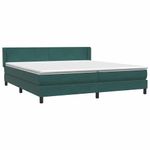 Casa si Gradina - Mobilier - Paturi si accesorii - Paturi - Pat box spring cu saltea, verde inchis, 180x220 cm, catifea - Infinity.ro