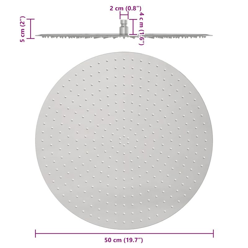 Casa si Gradina - Sanitare - Cazi si cabine de dus - Coloane si seturi de dus - Cap de dus cu efect de ploaie rotund din otel inoxidabil 304, mărime diametru 50 cm - Infinity.ro