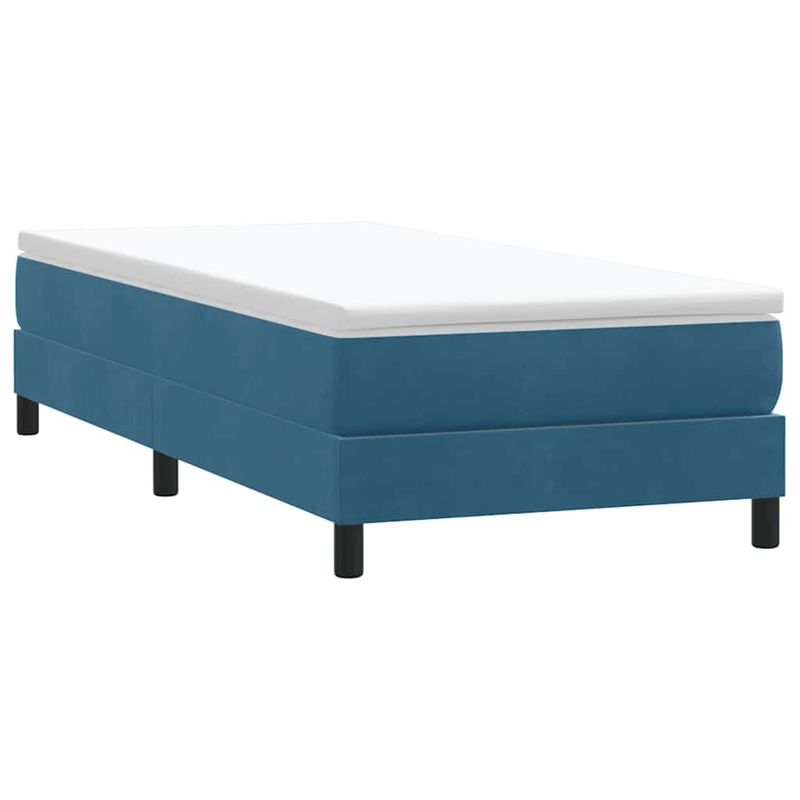 Casa si Gradina - Mobilier - Paturi si accesorii - Paturi - Pat box spring cu saltea, albastru inchis, 80x210 cm, catifea - Infinity.ro
