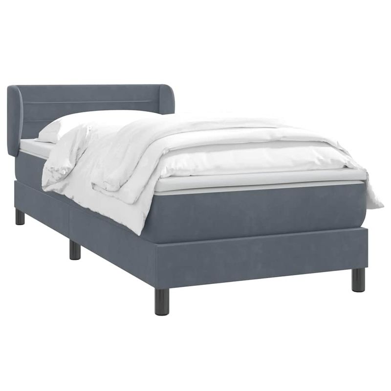 Casa si Gradina - Mobilier - Paturi si accesorii - Paturi - Pat box spring cu saltea, gri inchis, 80x210 cm, catifea - Infinity.ro