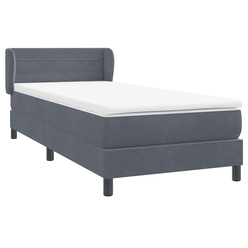 Casa si Gradina - Mobilier - Paturi si accesorii - Paturi - Pat box spring cu saltea, gri inchis, 80x210 cm, catifea - Infinity.ro