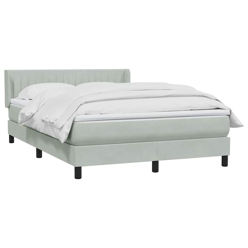 Casa si Gradina - Mobilier - Paturi si accesorii - Paturi - Pat box spring cu saltea, gri deschis, 160x220 cm, catifea - Infinity.ro