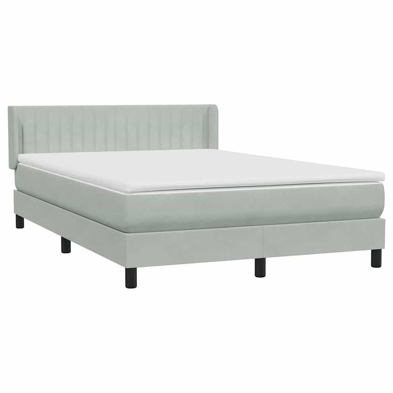 Casa si Gradina - Mobilier - Paturi si accesorii - Paturi - Pat box spring cu saltea, gri deschis, 160x220 cm, catifea - Infinity.ro