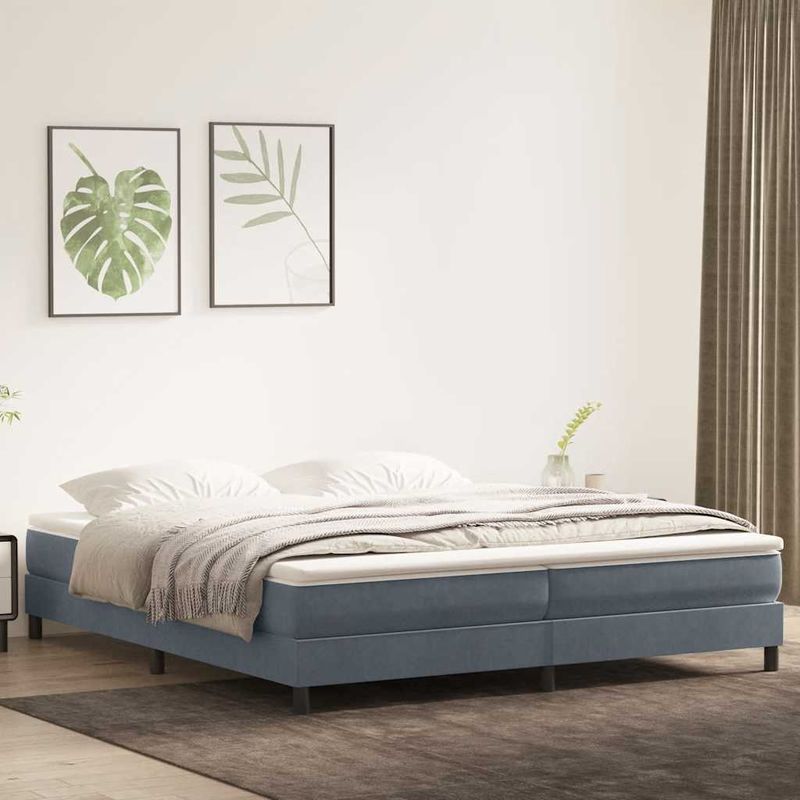 Casa si Gradina - Mobilier - Paturi si accesorii - Paturi - Pat cu arcuri fara saltea Gri inchis 200x220 cm catifea - Infinity.ro