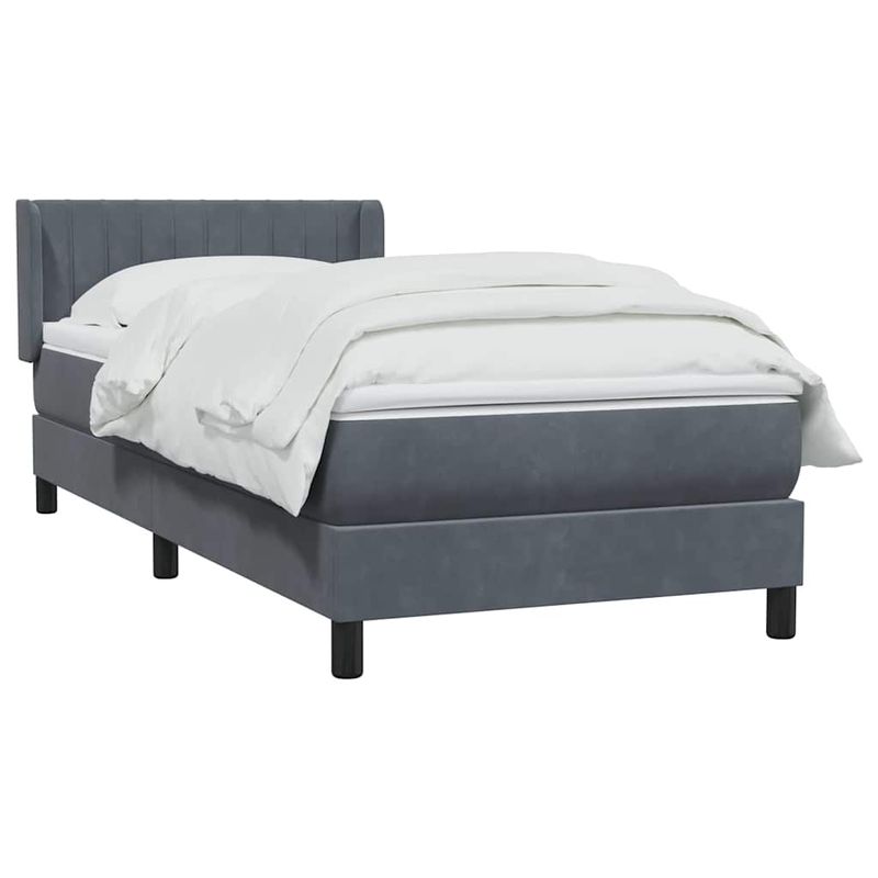 Casa si Gradina - Mobilier - Paturi si accesorii - Paturi - Pat box spring cu saltea, gri inchis, 80x210 cm, catifea - Infinity.ro