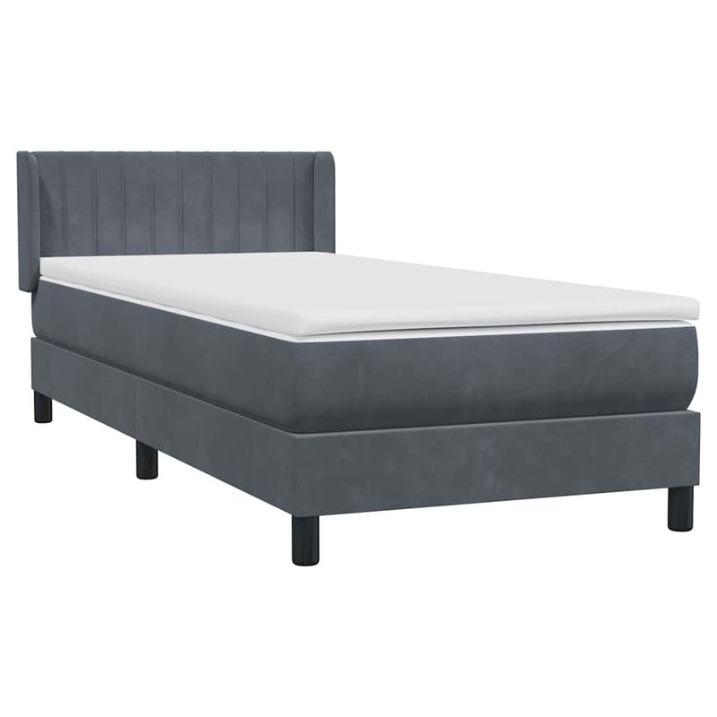 Casa si Gradina - Mobilier - Paturi si accesorii - Paturi - Pat box spring cu saltea, gri inchis, 80x210 cm, catifea - Infinity.ro