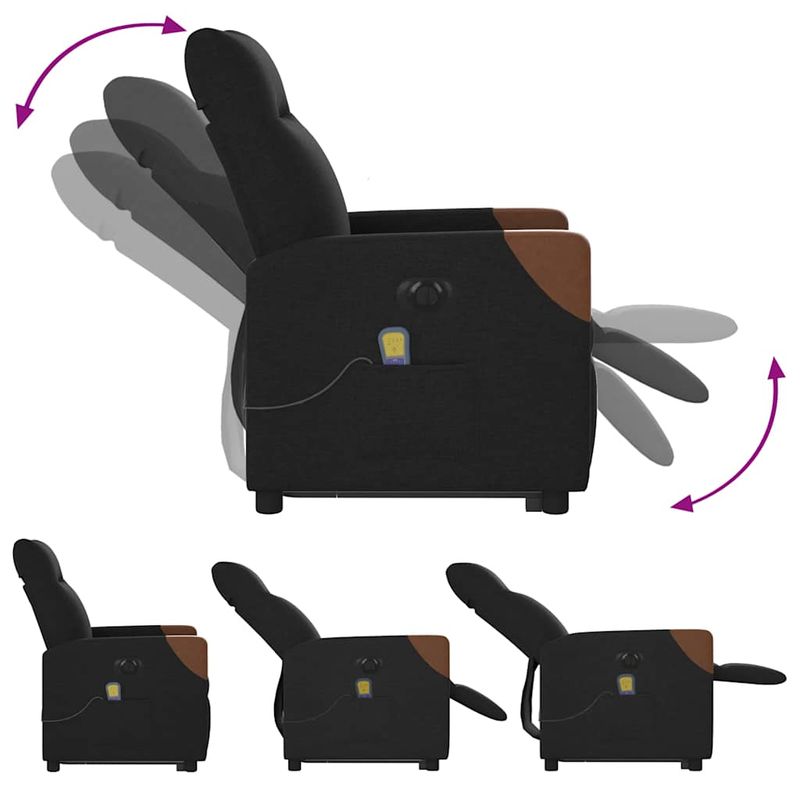Ingrijire personala si Cosmetice - Sanatate si wellness - Articole wellness - Fotolii de masaj - Fotoliu electric de masaj rabatabil cu ridicare, negru, textil - Infinity.ro