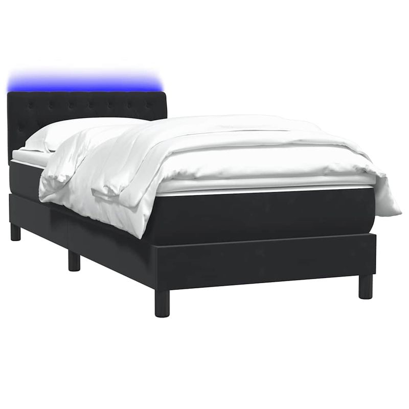 Casa si Gradina - Mobilier - Paturi si accesorii - Paturi - Pat box spring cu saltea, negru, 80x220 cm, catifea - Infinity.ro