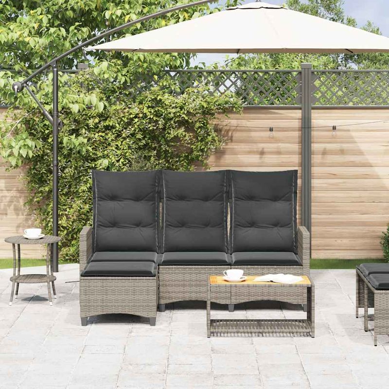 Casa si Gradina - Gradina si terasa - Mobilier exterior - Canapele si fotolii gradina - Canapea gradina inclinabila cu perne forma L polirattan gri - Infinity.ro