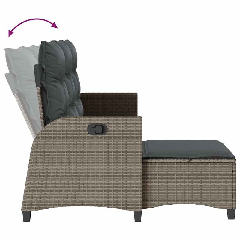 Casa si Gradina - Gradina si terasa - Mobilier exterior - Canapele si fotolii gradina - Canapea gradina inclinabila cu perne forma L polirattan gri - Infinity.ro