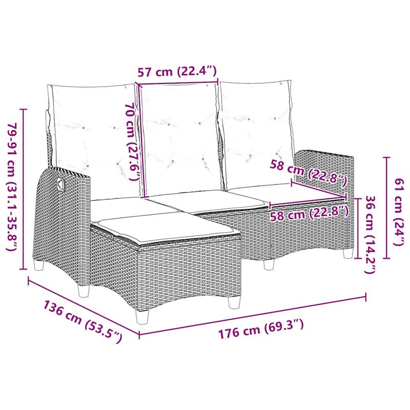 Casa si Gradina - Gradina si terasa - Mobilier exterior - Canapele si fotolii gradina - Canapea gradina inclinabila cu perne forma L polirattan gri - Infinity.ro