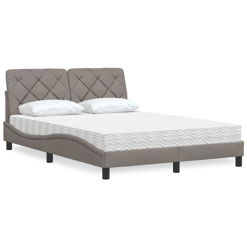 Casa si Gradina - Mobilier - Paturi si accesorii - Paturi - Pat cu saltea, gri taupe, 140x200 cm, textil - Infinity.ro