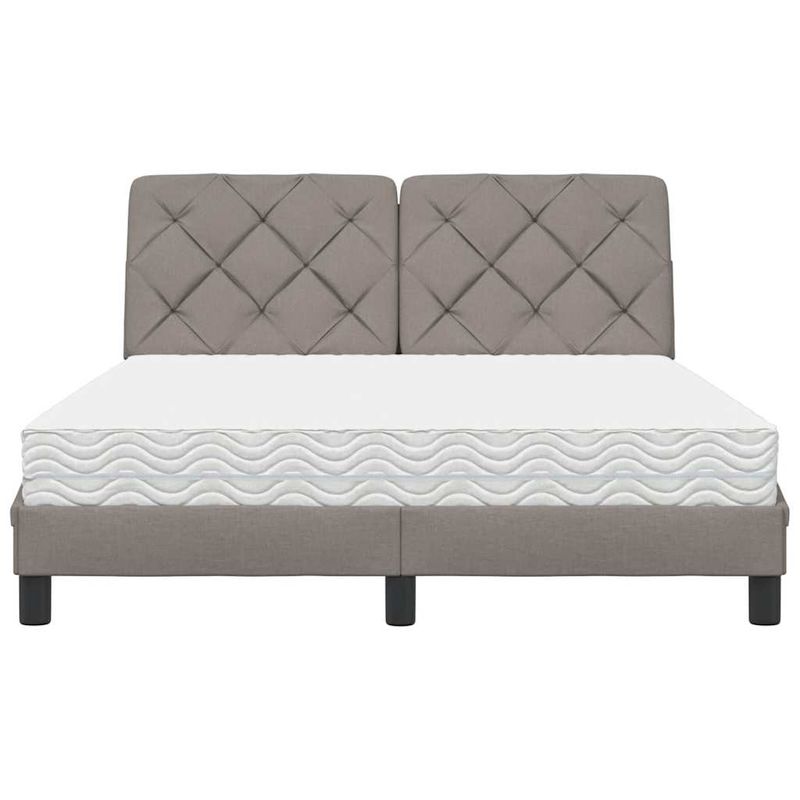 Casa si Gradina - Mobilier - Paturi si accesorii - Paturi - Pat cu saltea, gri taupe, 140x200 cm, textil - Infinity.ro