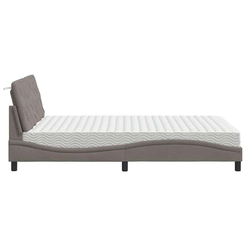 Casa si Gradina - Mobilier - Paturi si accesorii - Paturi - Pat cu saltea, gri taupe, 140x200 cm, textil - Infinity.ro