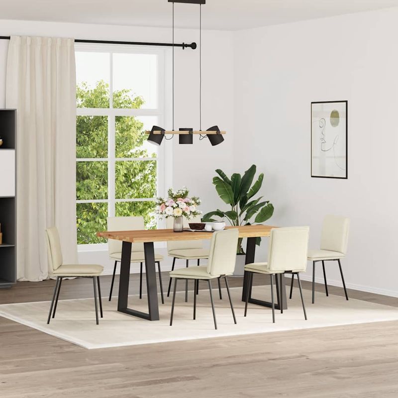 Casa si Gradina - Mobilier - Scaune si fotolii - Scaune - Scaune de bucatarie, 6 buc., crem, catifea - Infinity.ro