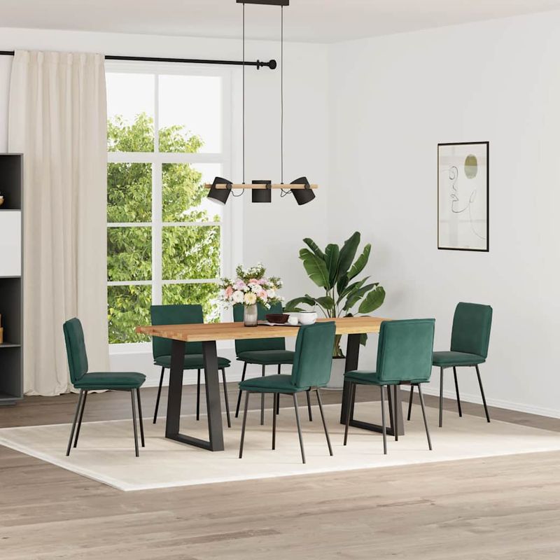 Casa si Gradina - Mobilier - Scaune si fotolii - Scaune - Scaune de bucatarie, 6 buc., verde inchis, catifea - Infinity.ro