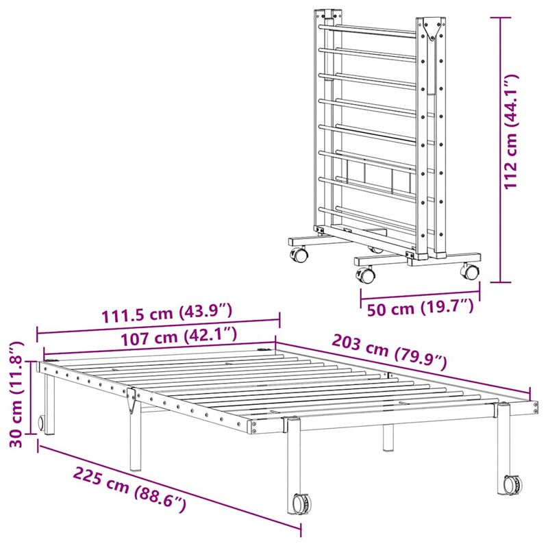 Casa si Gradina - Mobilier - Paturi si accesorii - Paturi - Cadru de pat fara saltea pliabil negru 107x203 cm otel - Infinity.ro