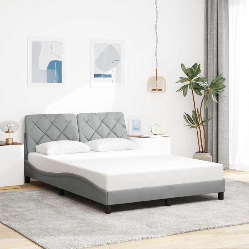 Casa si Gradina - Mobilier - Paturi si accesorii - Paturi - Cadru de pat fara saltea, gri deschis, 140x200 cm, textil - Infinity.ro