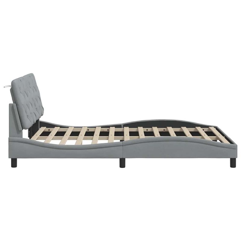 Casa si Gradina - Mobilier - Paturi si accesorii - Paturi - Cadru de pat fara saltea, gri deschis, 140x200 cm, textil - Infinity.ro