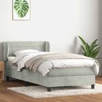 Casa si Gradina - Mobilier - Paturi si accesorii - Paturi - Pat box spring cu saltea, gri deschis, 90x210 cm, catifea - Infinity.ro