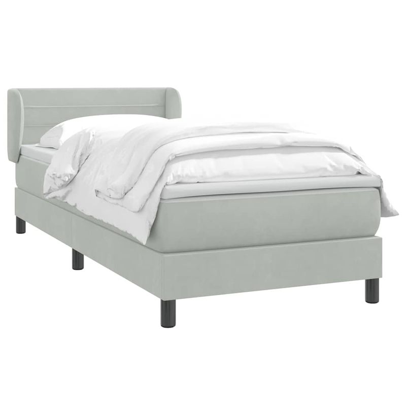Casa si Gradina - Mobilier - Paturi si accesorii - Paturi - Pat box spring cu saltea, gri deschis, 90x210 cm, catifea - Infinity.ro