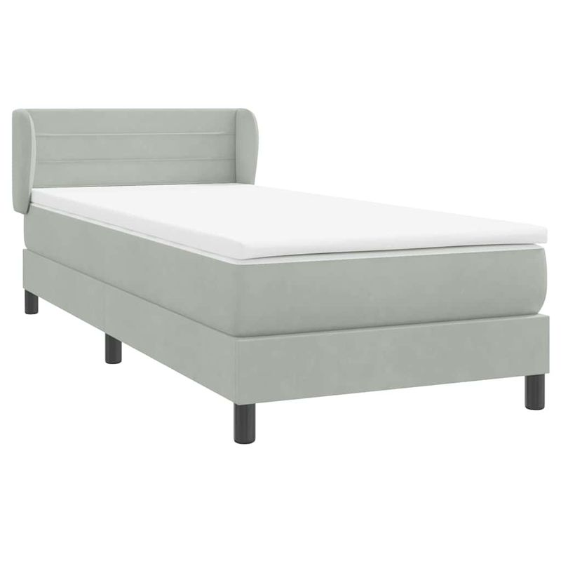 Casa si Gradina - Mobilier - Paturi si accesorii - Paturi - Pat box spring cu saltea, gri deschis, 90x210 cm, catifea - Infinity.ro
