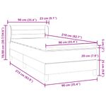 Casa si Gradina - Mobilier - Paturi si accesorii - Paturi - Pat box spring cu saltea, gri deschis, 90x210 cm, catifea - Infinity.ro