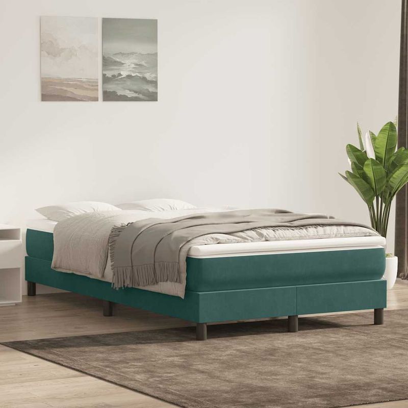 Casa si Gradina - Mobilier - Paturi si accesorii - Paturi - Pat cu arcuri fara saltea verde inchis 120x210 cm catifea - Infinity.ro